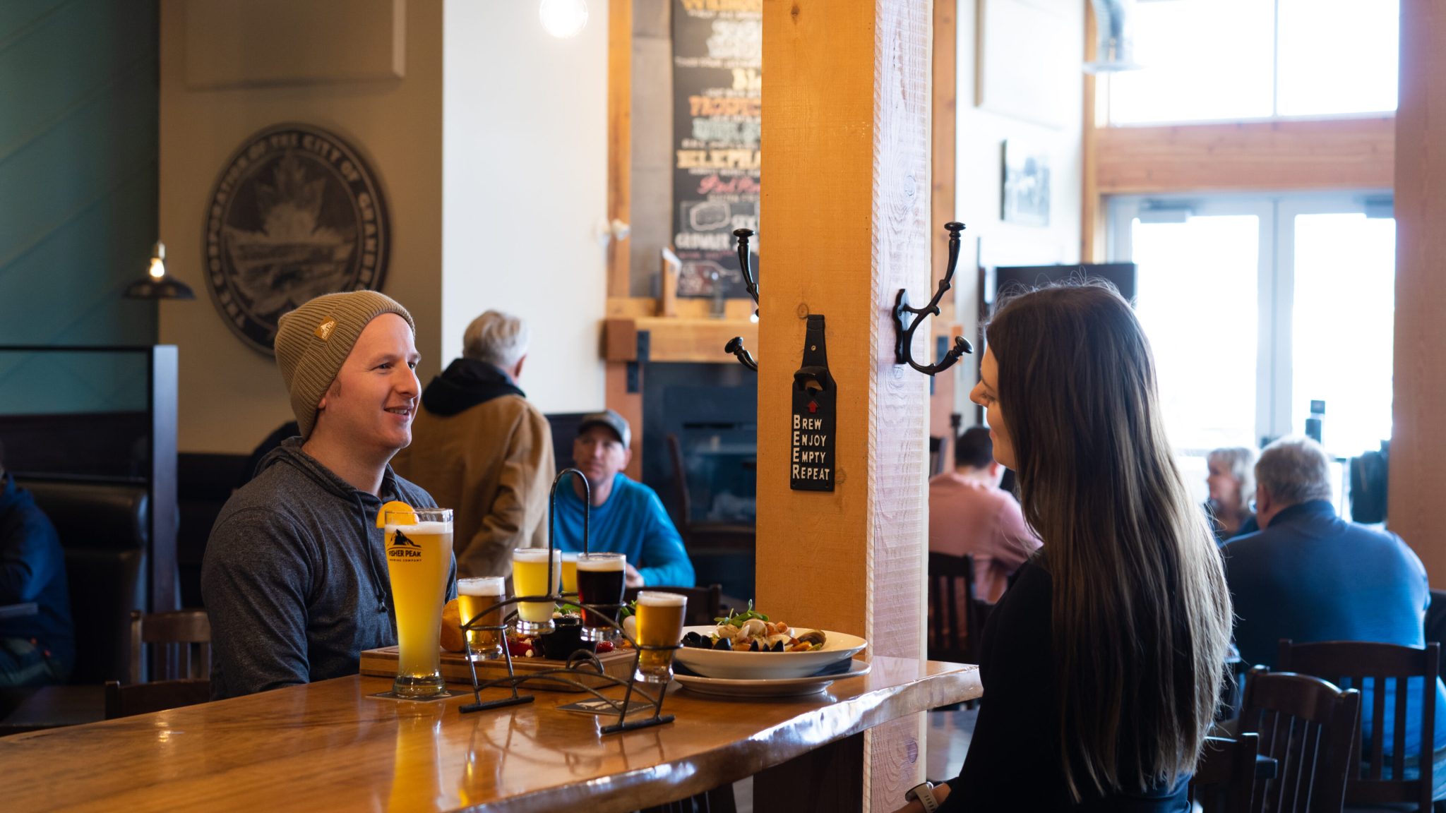 Two people dining at The Heid Out Restaurant